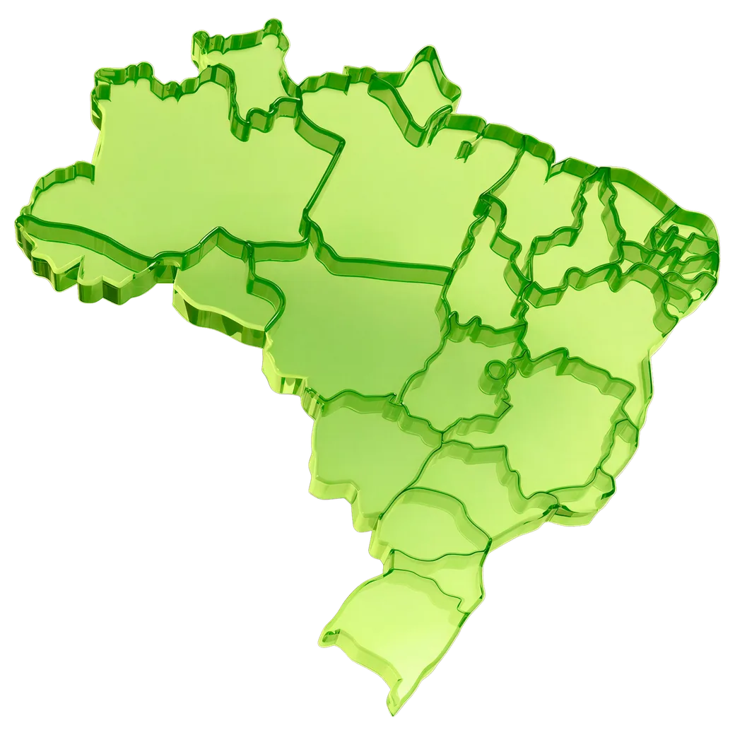 Mapa do Brasil com os principais PoPs da Huge Networks